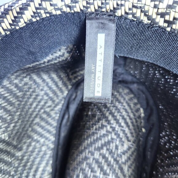 Attitude Jay Manuel Fedora Hat Mens One Size Brown & White Basket Weave - Picture 7 of 9